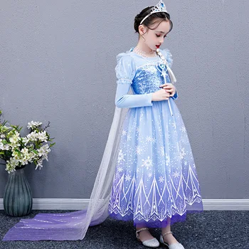 Disney Elsa De Manga Larga De Otoño Invierno De 2020 Nuevas Congelado 2 Elsa Vestido De Princesa De Halloween Niñas, Niños Vestidos De Niña De Otoño De Ropa De Vestir