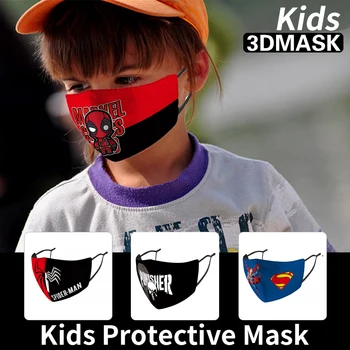 5-12years de Superhéroes de los niños de la máscara de cara reutilizable y lavable niños de la historieta de la máscara de estudiante de moda de la boca de la máscara de libre PM2.5