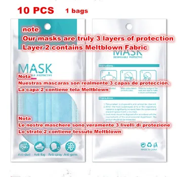 Cubrebocas desechables Mascarillas de 3-capa de mascarilla mascarilla facial mascarilla Meltblown máscara de tela lavable masque filtre mondmasker