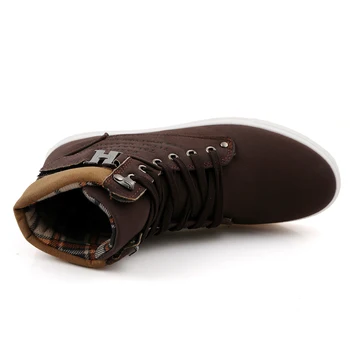 2019 Nuevos Hombres De Arranque Zapatos De Los Hombres De La Moda Casual Botas De Otoño De Calzado De Cuero Para Hombre De Alta Superior Zapatos Casuales De Los Hombres De Gran Tamaño 38-47
