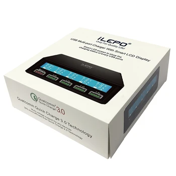 ILepo Negro/Blanco QC3.0 USB Cargador US/EU/UK Plug 50W Inteligente de carga 5V3A 9V2A 12V1.5A Para Iphone iPad Cargador Rápido de la Pantalla LCD