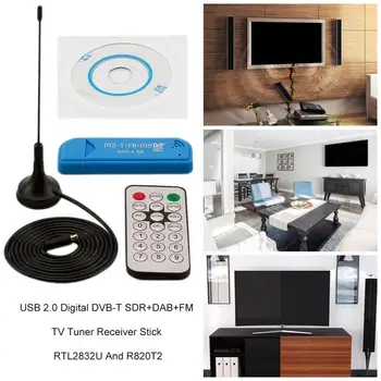TV Stick USB 2.0 Digital DAB+, FM de Vídeo HDTV Equipo Sintonizador de TV Receptor de Palo con Antena RC RTL2832U Y FC0012 USB Dongle