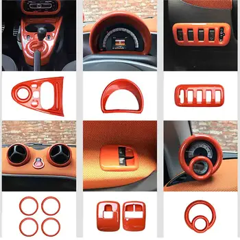 PARA los Nuevos smart 453 fortwo smart forfour color Naranja volante ABS Cromo cubierta logotipo de anillo de coche auto accesorios