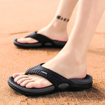 2020 Hombres Zapatillas Zapatos de Tamaño Grande de la Moda de Masaje de Agua en Verano Masculino Sandalias de Alta Calidad Plana Zapatos de Playa No-slip para Hombre Flip Flop