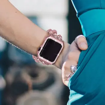 De Metal de Diamantes+ banda Para el Apple Watch de la Serie 4 3 2 1 Pulsera de las Mujeres de Reemplazo de la correa de reloj para el iWatch de 38 mm 42 mm 40 mm 44 mm