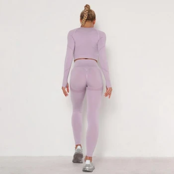 2021 la Mujer Perfecta Conjunto de Yoga en cuclillas a prueba de Cintura Alta Gimnasio Polainas de las Camisas de Traje de Manga Larga tops de la Aptitud del Entrenamiento de los Deportes de Conjuntos