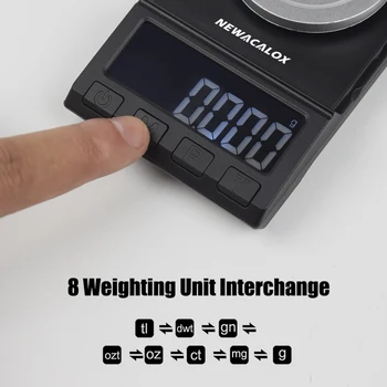 NEWACALOX 50 g/200 g*0.001 g Mini Digital Pocket Escala de Oro de la Joyería de la Plata Esterlina Equilibrio USB de Alta Precisión de la báscula Electrónica