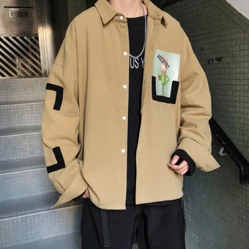 Hombres chaqueta de Más Tamaño Japonesa de Ropa Vintage Suelto Otoño de Impresión de Ropa para Hombre Chaquetas y Abrigos de la Venta Caliente de pelo Negro Suave