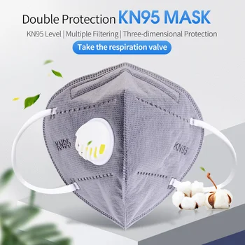 Mascarilla para la cara FFP2 KN95 Reutilizables kn95 Mondkapjes Con la Respiración, con válvula Anti-polvo de la Máscara de la Cara 5-Filtros de Capa KN95 Gris en la Boca de la Máscara